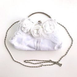 Sac mariage organza satin blanc 