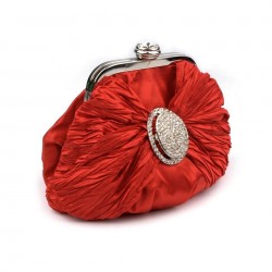 Petit sac bourse satin et strass rouge / Pochette mariage, sac cérémonie, sac bandoulière 