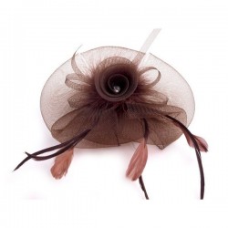 Chapeau mariage Bibi de cérémonie marron