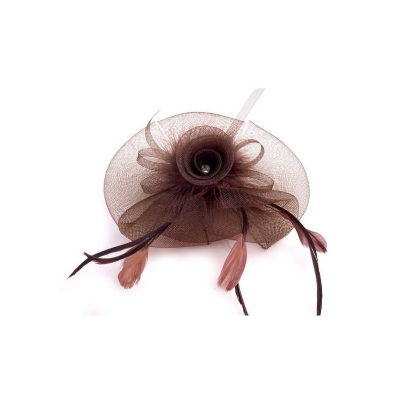 Chapeau mariage Bibi de cérémonie marron Chapeau mariage Bibi de cérémonie marron