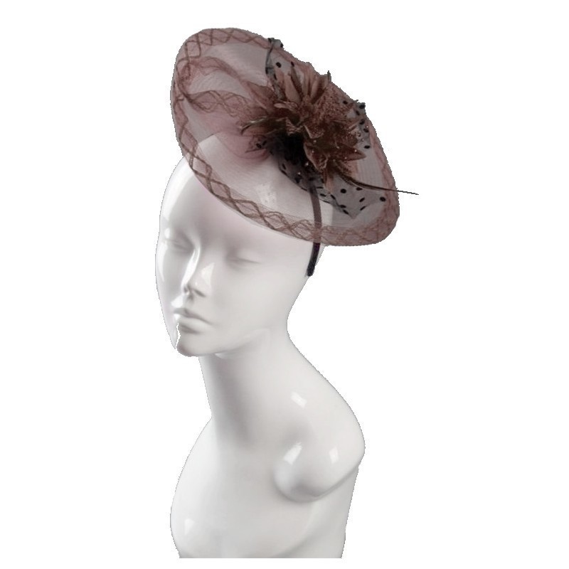 Chapeau mariage chapeau de mariage tulle et fleurs marron Chapeau mariage chapeau de mariage tulle et fleurs marron