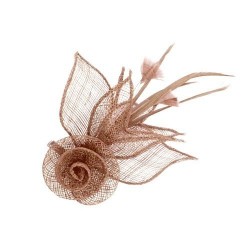 Chapeau mariage Pince cheveux ou broche marron