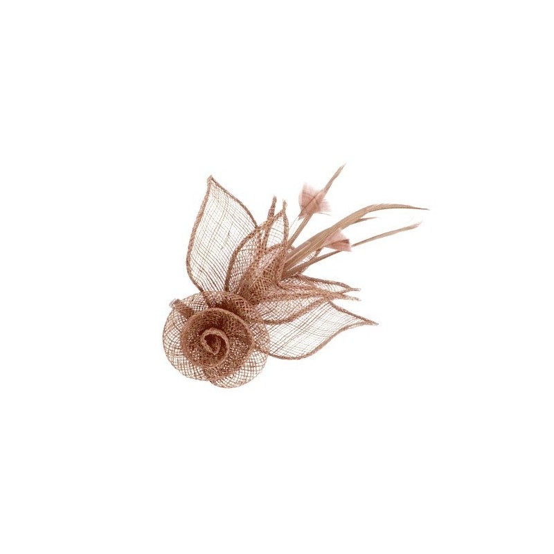 Chapeau mariage Pince cheveux ou broche marron Chapeau mariage Pince cheveux ou broche marron