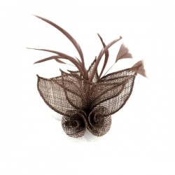 Chapeau mariage Pince cheveux ou broche marron foncé