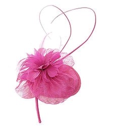 Chapeau mariage Bibi mariage fleur et plumes marron taupe