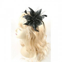 Chapeau mariage Accessoire de coiffure noir et blanc plumes et voile