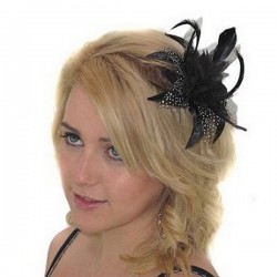 Chapeau mariage Accessoire de coiffure noir et blanc plumes et voile