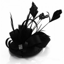 Chapeau mariage Accessoire cheveux fascinateur  strass noir