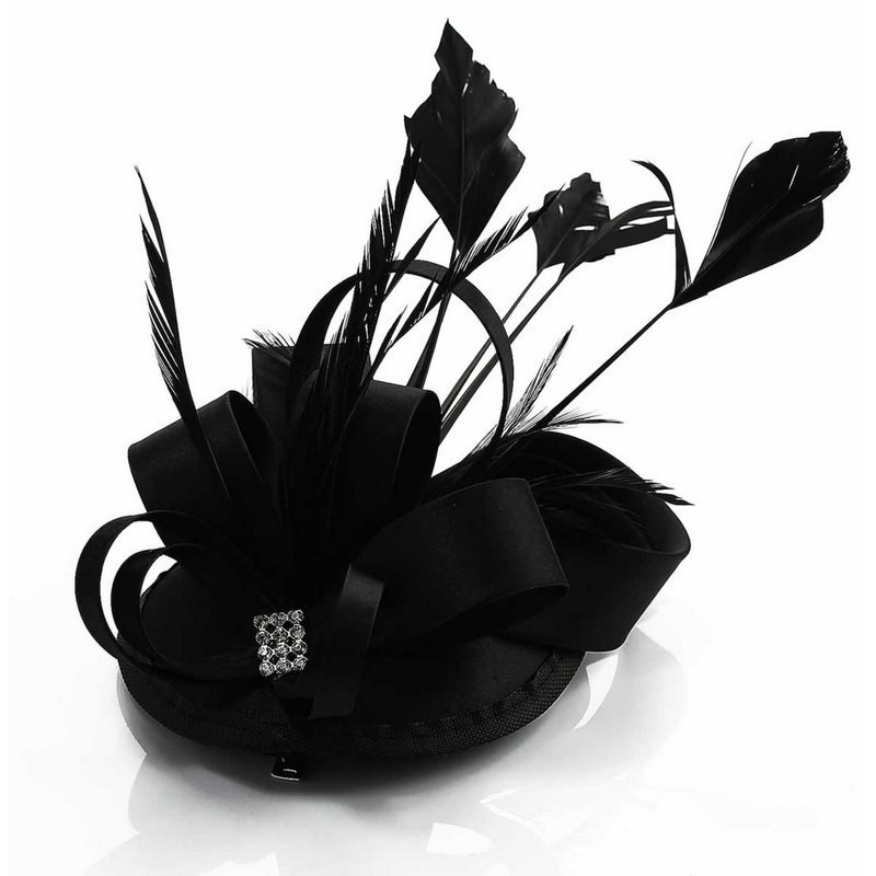 Chapeau mariage Accessoire cheveux fascinateur strass noir Chapeau mariage Accessoire cheveux fascinateur strass noir