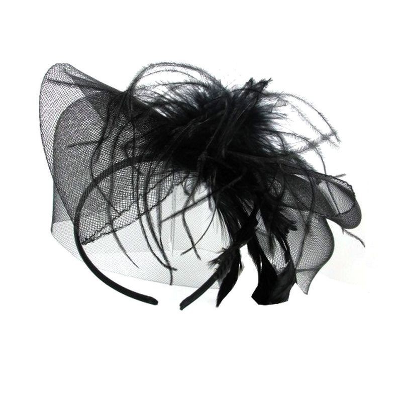 Chapeau mariage Bibi de cérémonie plumes noir