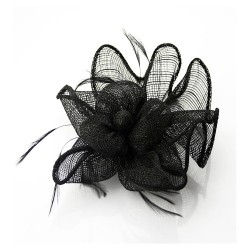 Chapeau mariage Accessoire de coiffure noir en sisal