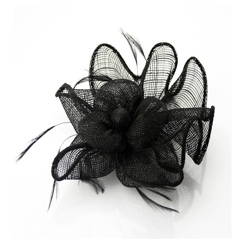Chapeau mariage Accessoire de coiffure noir en sisal
