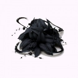 Chapeau mariage Broche ou accessoire cheveux fleur noire