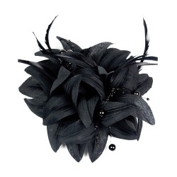 Chapeau mariage Broche ou accessoire cheveux fleur noire