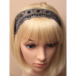 Chapeau mariage Headband dentelle et sequins noirs