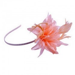 Chapeau mariage Headband avec fleur et plumes pêche orange