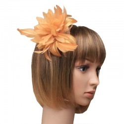 Chapeau mariage Fleur en voile orange sur peigne
