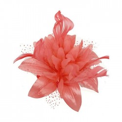 Chapeau mariage Fleur en voile corail sur peigne