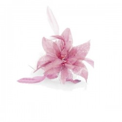 Chapeau mariage Fleur en voile rose sur peigne