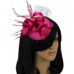 Chapeau mariage Fascinateur accessoire cheveux rose fushia