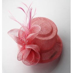 Chapeau mariage Petit chapeau cérémonie sisal rose