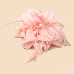 Chapeau mariage Accessoire cheveux fleur rose corail et perles