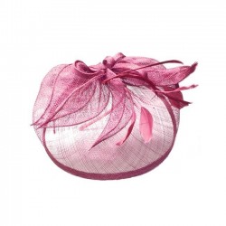 Chapeau mariage Chapeau de mariage en sisal rouge framboise