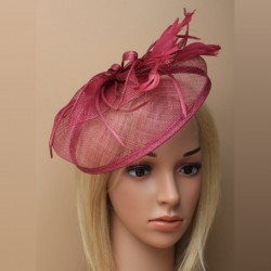 Chapeau mariage Chapeau de mariage en sisal rouge framboise