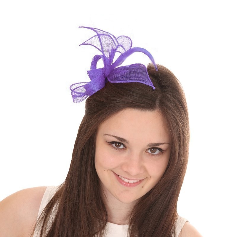 Chapeau mariage Accessoire coiffure en sisal violet Chapeau mariage Accessoire coiffure en sisal violet