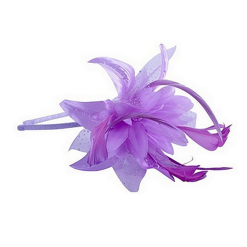 Chapeau mariage Headband avec fleur et plumes violet Chapeau mariage Headband avec fleur et plumes violet