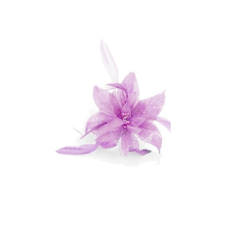 Chapeau mariage Fleur en voile violet mauve sur peigne
