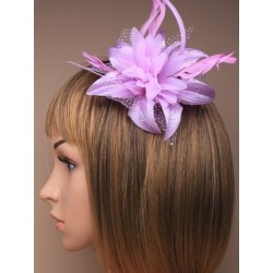 Chapeau mariage Fleur en voile violet mauve sur peigne
