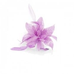 Chapeau mariage Fleur en voile violet mauve sur peigne
