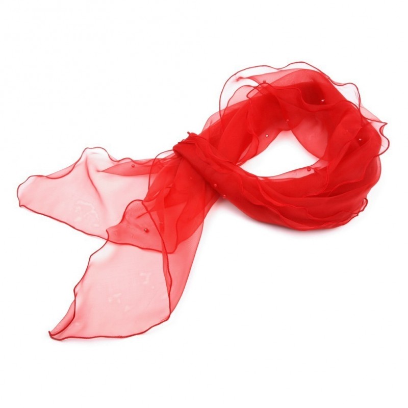 Foulard Etole rouge avec perles Foulard Etole rouge avec perles