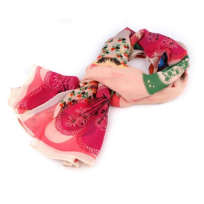Foulard Etole coeurs rose 170 x 70 cm