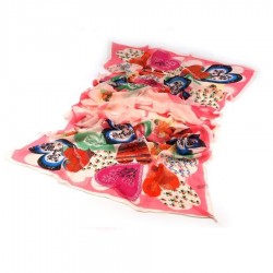 Foulard Etole coeurs rose 170 x 70 cm