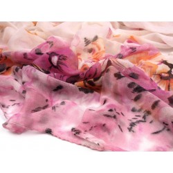 Foulard Etole fleurs rose blanc 