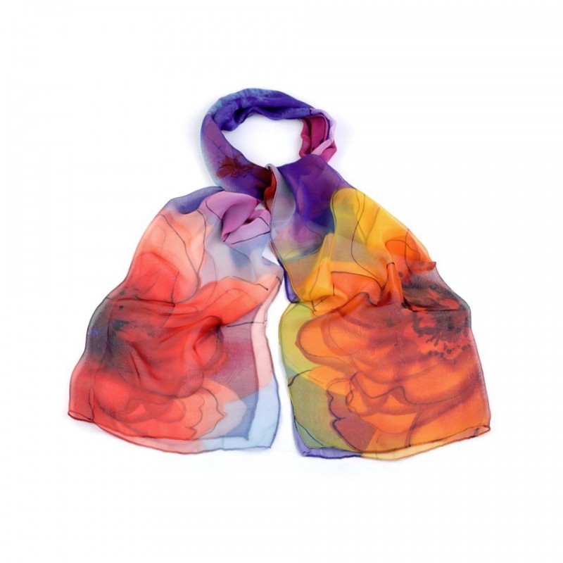 Foulard Etole couleurs chaudes bleu