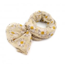 Foulard Etole ivoire vanille imprimée marguerites