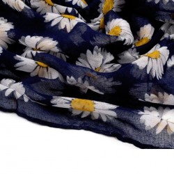 Foulard Etole ivoire vanille imprimée marguerites