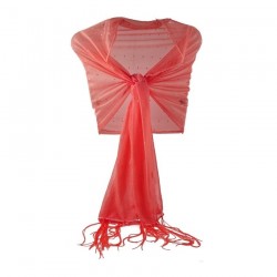 Foulard Etole mariage stretch strass orange corail
