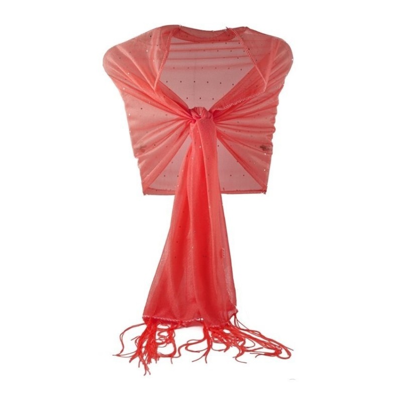 Foulard Etole mariage stretch strass orange corail