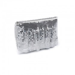 Sac pochette soiree en sequins argent