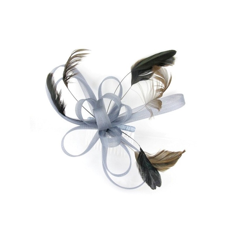 Chapeau mariage Bibi fascinateur gris clair pour cérémonie