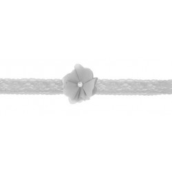 Chapeau mariage Headband stretch dentelle fleur et strass gris