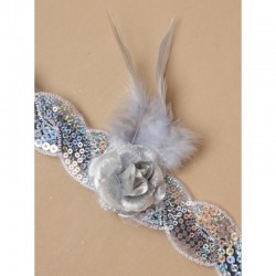 Chapeau mariage Headband stretch sequins gris argent vintage