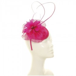 Chapeau mariage Bibi mariage fleur et plumes marron café