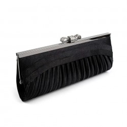 Sac pochette satin noir et strass