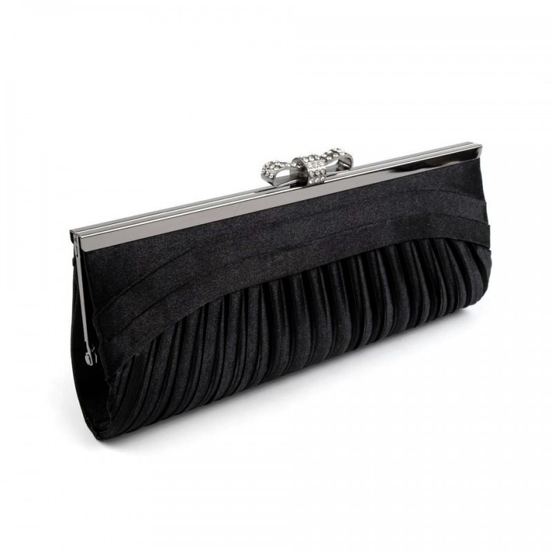 Sac pochette satin noir et strass
