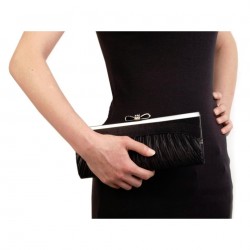 Sac pochette satin noir et strass